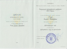 Диплом кандидата наук 1994-1997